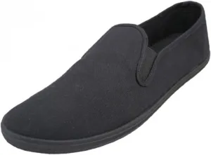 Mens Canvas Shoes Slip on Sneakers, Black 9.5