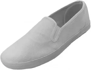 Mens Canvas Shoes Slip on Sneakers, White 10.5