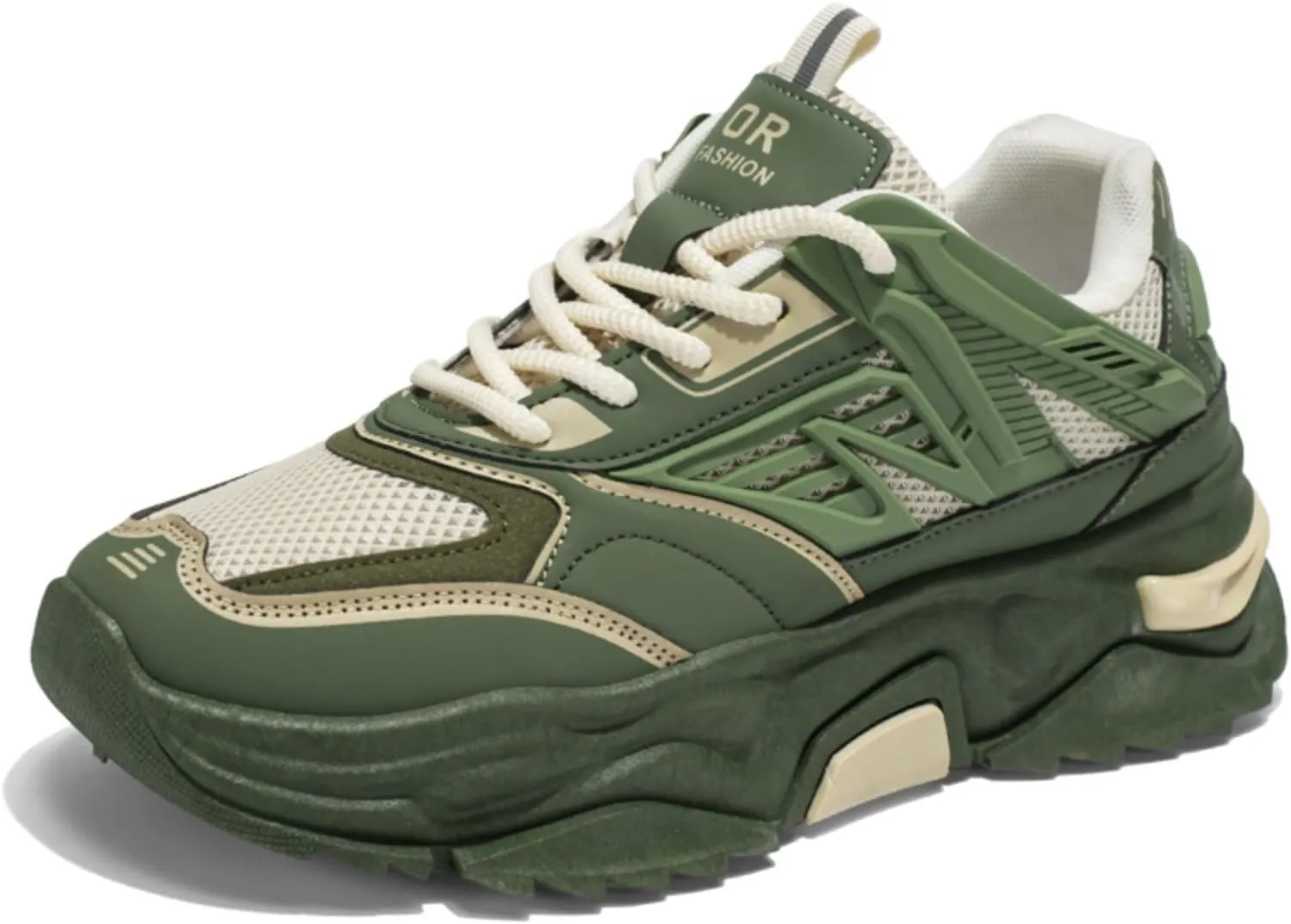 Men's Chunky Sneakers Lightweight Non-Slip Running Shoes | Breathable Mesh Lace-Up Design with Shock Absorption | Thick Platform Walking Shoes for Casual Outdoor Jogging & Gym Training