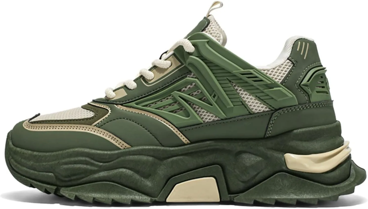 Men's Chunky Sneakers Lightweight Non-Slip Running Shoes | Breathable Mesh Lace-Up Design with Shock Absorption | Thick Platform Walking Shoes for Casual Outdoor Jogging & Gym Training
