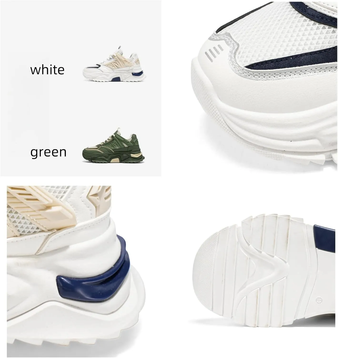 Men's Chunky Sneakers Lightweight Non-Slip Running Shoes | Breathable Mesh Lace-Up Design with Shock Absorption | Thick Platform Walking Shoes for Casual Outdoor Jogging & Gym Training