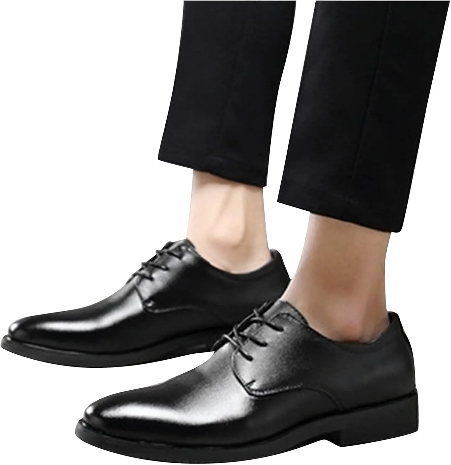 Mens Classic Plain Toe Oxfords Shoes Arch Support Business Formal Shoes Matte Leather Dress Shoe Men Pointed Toe Retro Dress Derby Durable Work Office Footwear Elegant Dating Suit Shoe Men