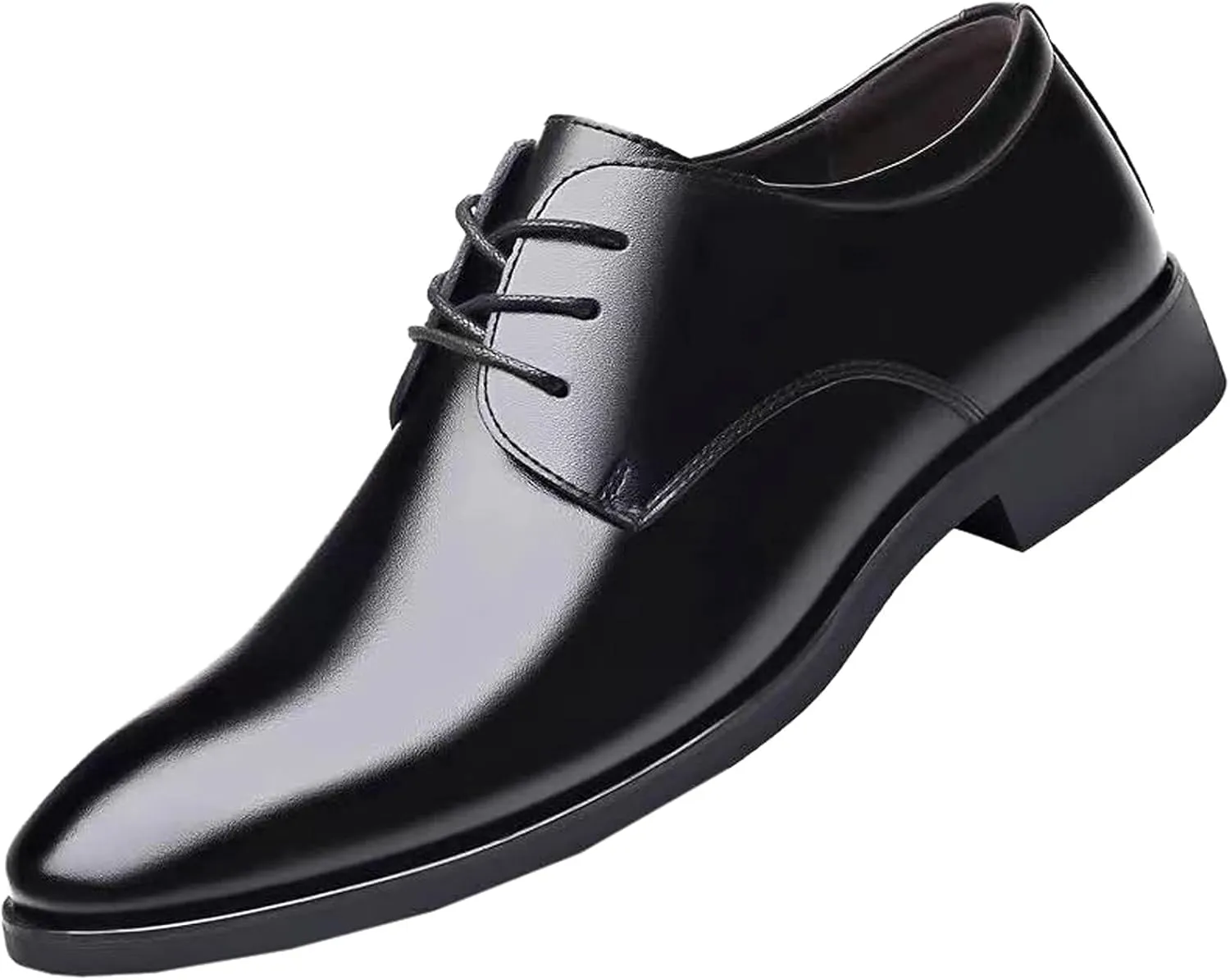 Mens Classic Plain Toe Oxfords Shoes Arch Support Business Formal Shoes Matte Leather Dress Shoe Men Pointed Toe Retro Dress Derby Durable Work Office Footwear Elegant Dating Suit Shoe Men