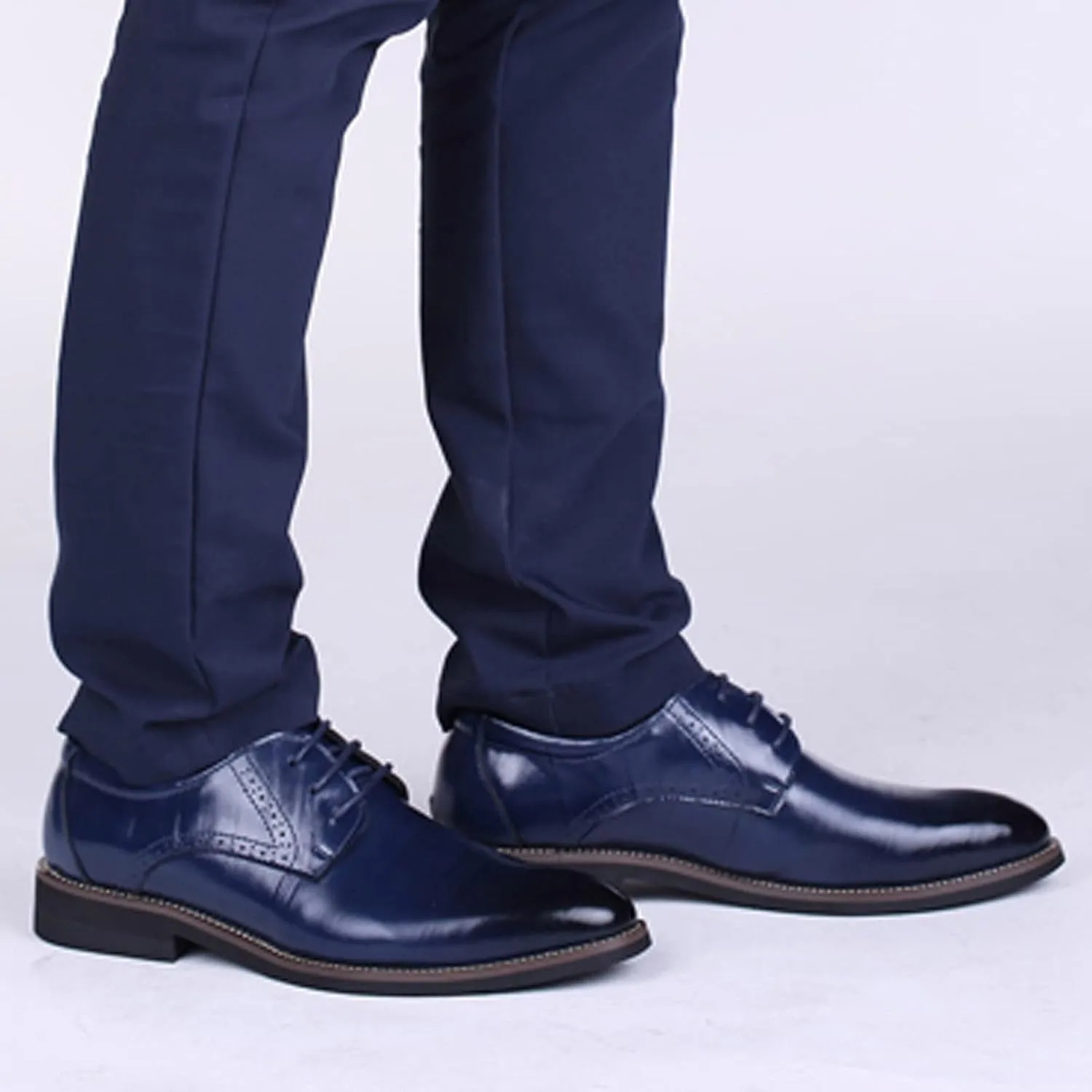 Mens Classical Plain Toe Oxfords Low Heel Comfortable Dress Oxfords Shoes Men Business Formal Shoes Pointed Toe Arch Support Walking Leather Shoe Retro Dress Matte Leatehr Shoe Lace up Derby