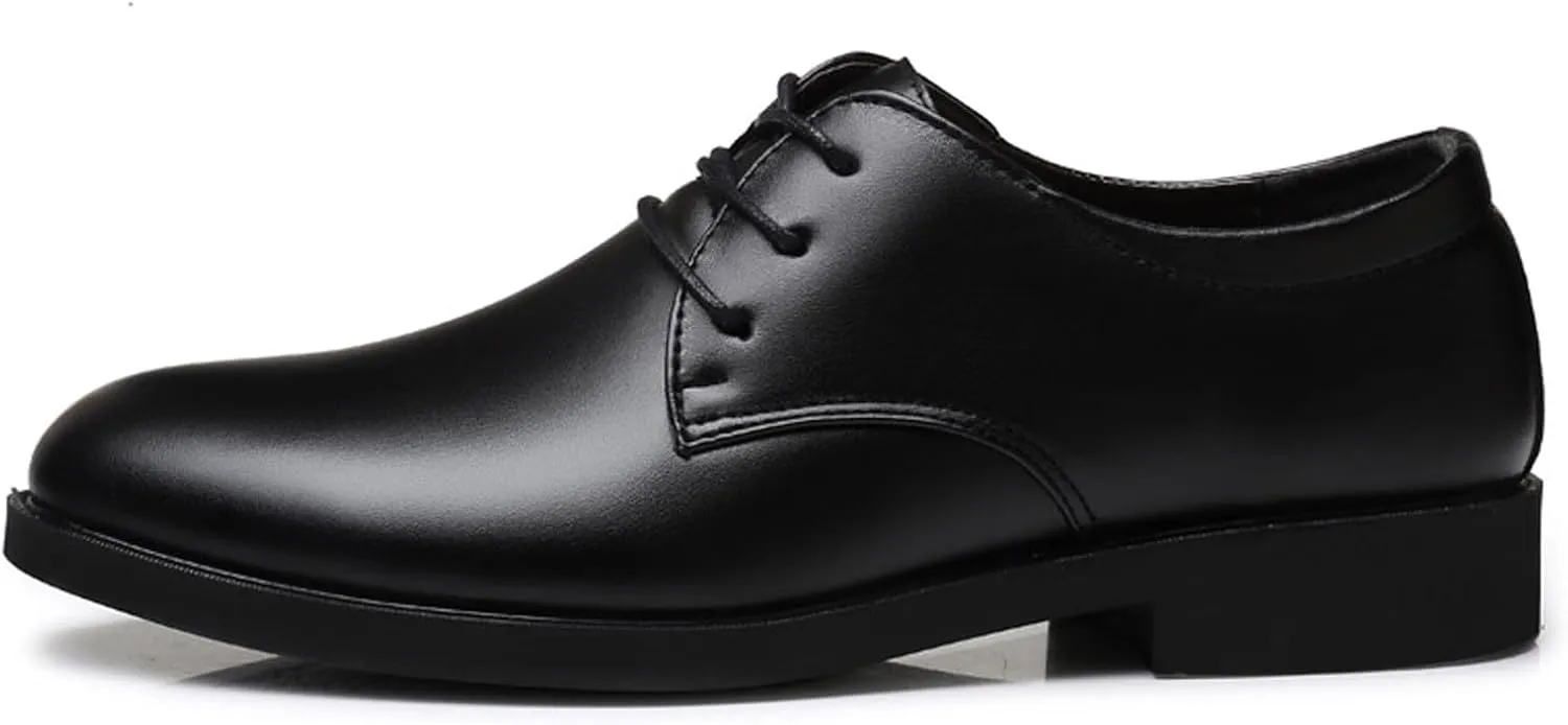 Mens Comfortable Businee Formal Shoes Low Heel Matte Leather Shoes Lace up Plain Toe Oxfords Men Casual Dress Oxfords Black Dating Suit Leather Derby Men Office Formal Shoe