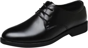 Mens Comfortable Businee Formal Shoes Low Heel Matte Leather Shoes Lace up Plain Toe Oxfords Men Casual Dress Oxfords Black Dating Suit Leather Derby Men Office Formal Shoe