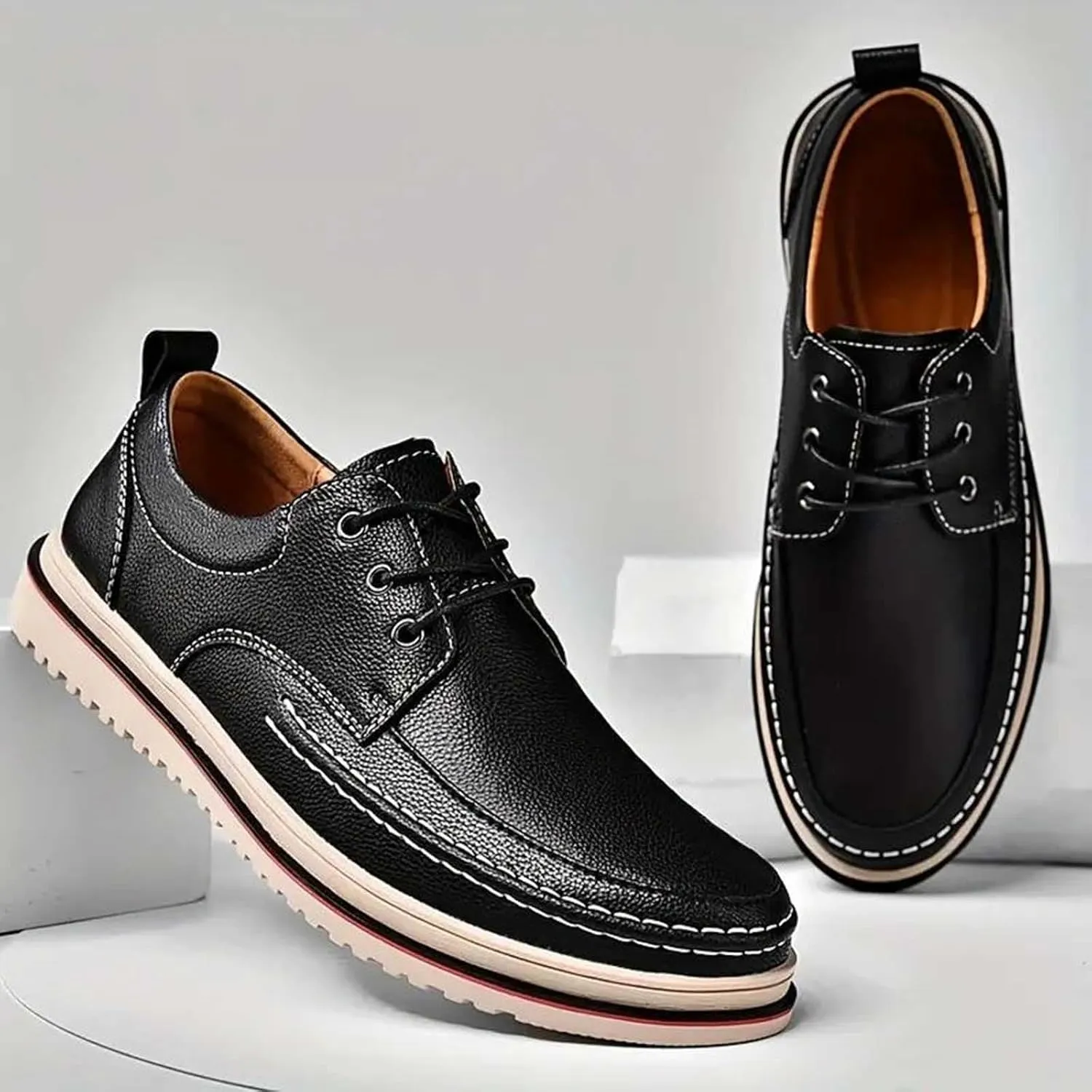 Men's Oxfords Shoes Low Top Business Leather Shoes All Seasons Orthopedic Shoes Arch Support Non Slip Shoes