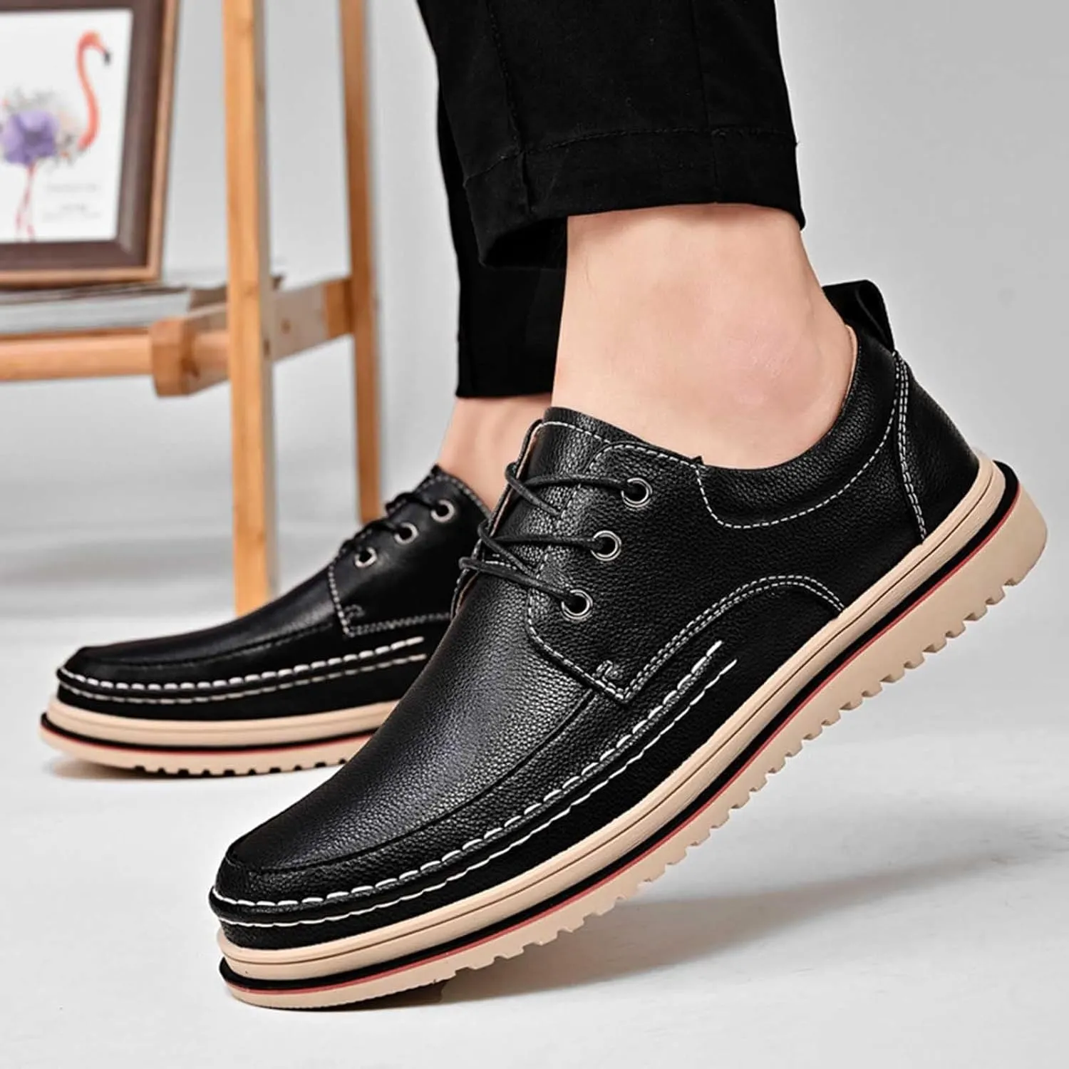 Men's Oxfords Shoes Low Top Business Leather Shoes All Seasons Orthopedic Shoes Arch Support Non Slip Shoes