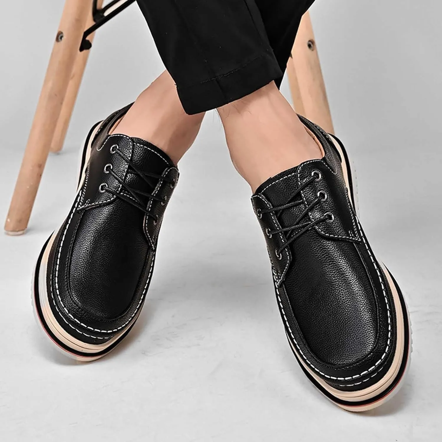 Men's Oxfords Shoes Low Top Business Leather Shoes All Seasons Orthopedic Shoes Arch Support Non Slip Shoes