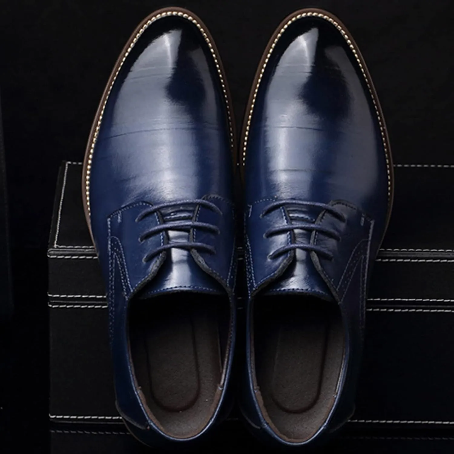Men's Plain Toe Oxfords Shoe Supple Business Formal Shoes Men Non Slip Arch Support Walking Oxfords Comfortable Low Heel Dress Shoes Pionted Toe Matte Suit Shoe Classic Lace up Derby