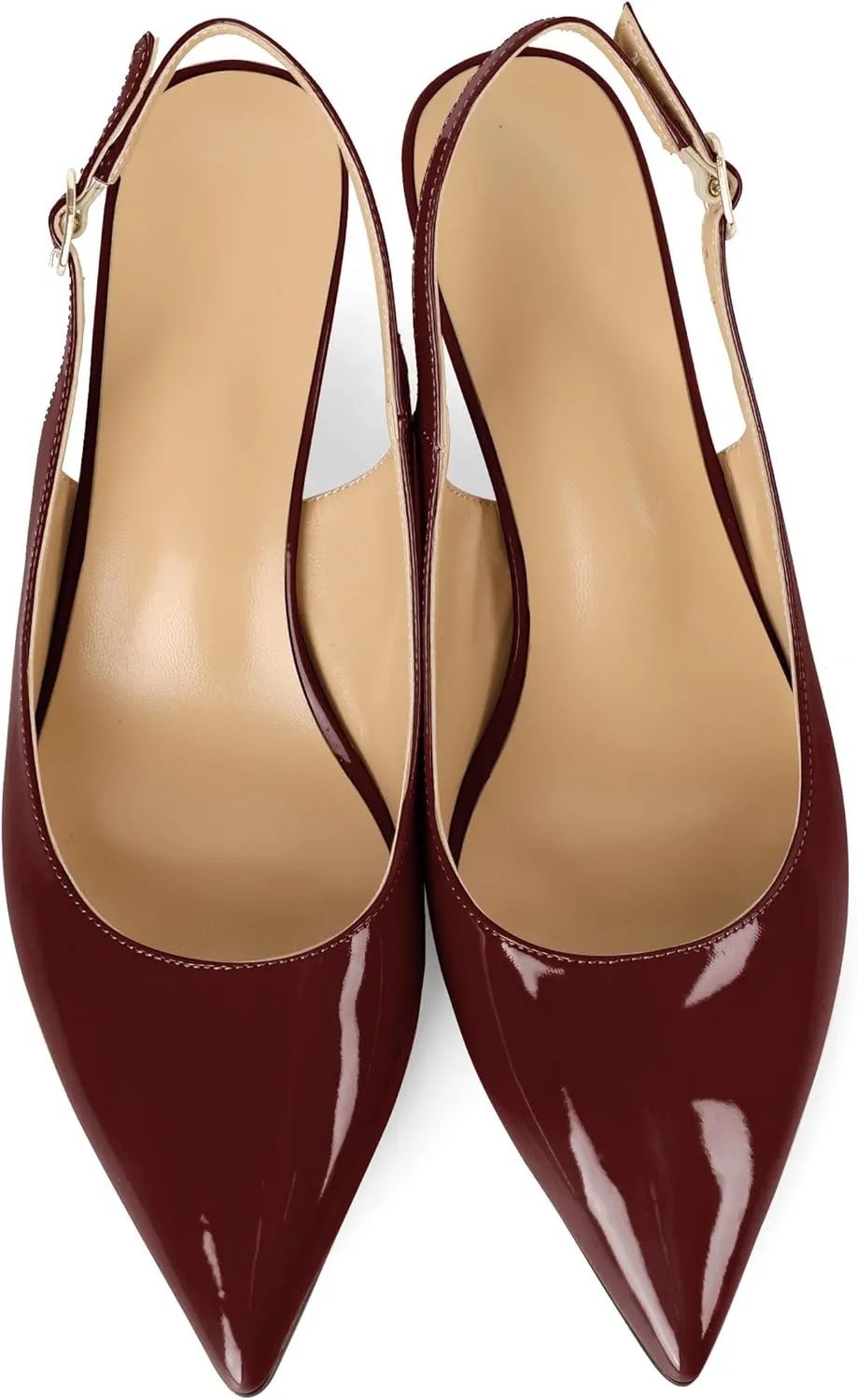 Mettesally Women's Kitten Heels Slingbacks Closed Pointed Toe Low Heels Comfortable Work Daily Pumps Dress Shoes 2 Inches