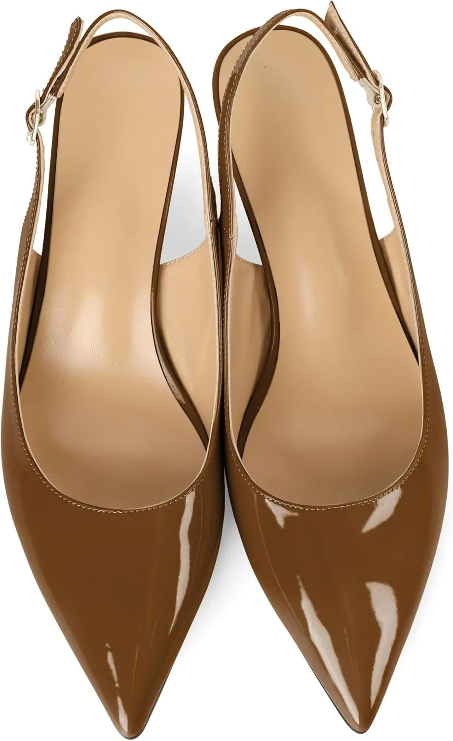 Mettesally Women's Kitten Heels Slingbacks Closed Pointed Toe Low Heels Comfortable Work Daily Pumps Dress Shoes 2 Inches