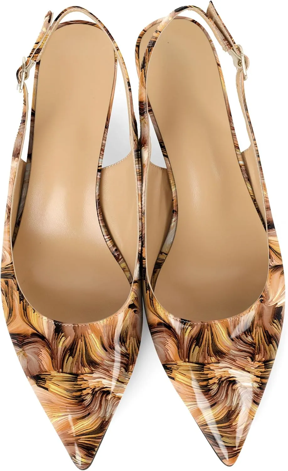 Mettesally Women's Kitten Heels Slingbacks Closed Pointed Toe Low Heels Comfortable Work Daily Pumps Dress Shoes 2 Inches