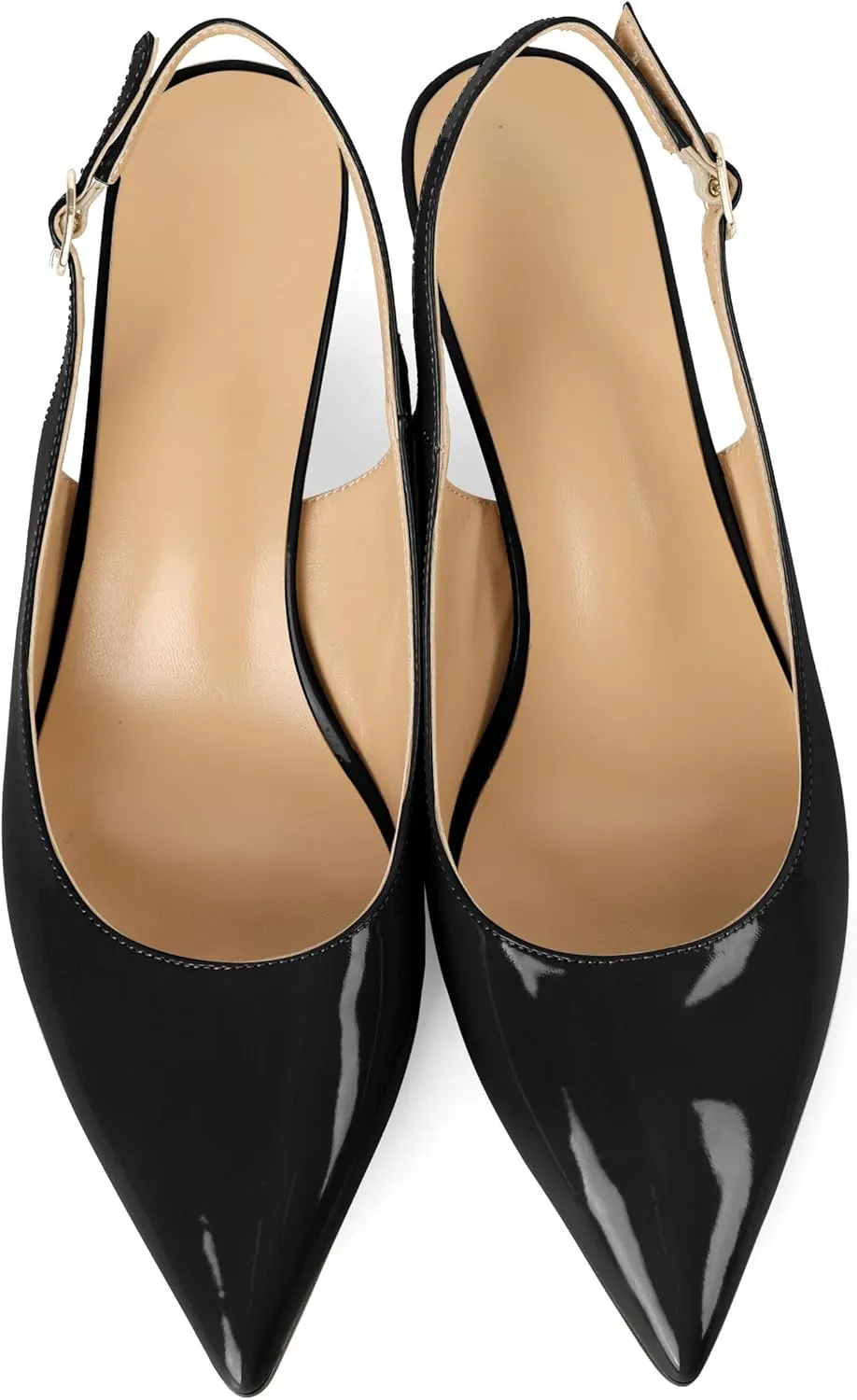Mettesally Women's Kitten Heels Slingbacks Closed Pointed Toe Low Heels Comfortable Work Daily Pumps Dress Shoes 2 Inches