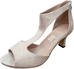 Mid Heeled Sandals for Women Summer Open Toe T Strap Pumps Sandals Black Back Zip Sandals Party Wedding Dress Shoes