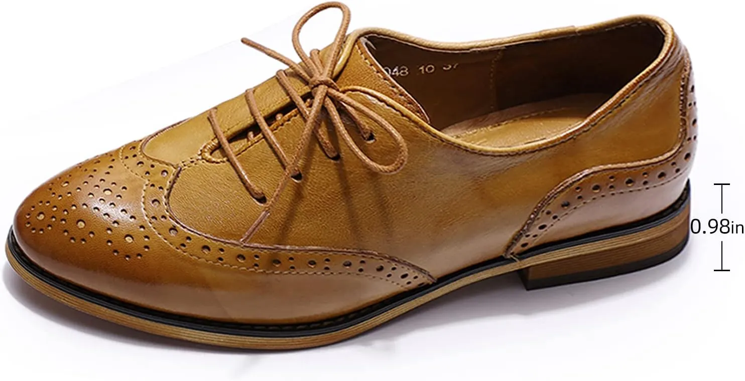 Mona flying Wingtip Oxfords for Women Lace-up Leather Shoes for Ladies