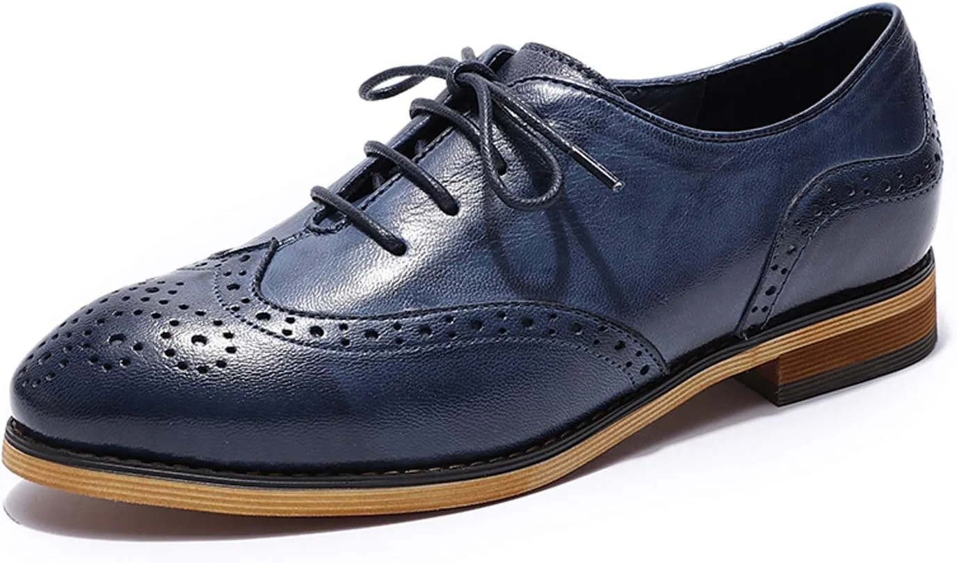 Mona flying Wingtip Oxfords for Women Lace-up Leather Shoes for Ladies