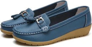 Orthopedic Women Breathable Leather Loafers Slip On Comfortable Walking Shoes for Work Casual Wear with Arch