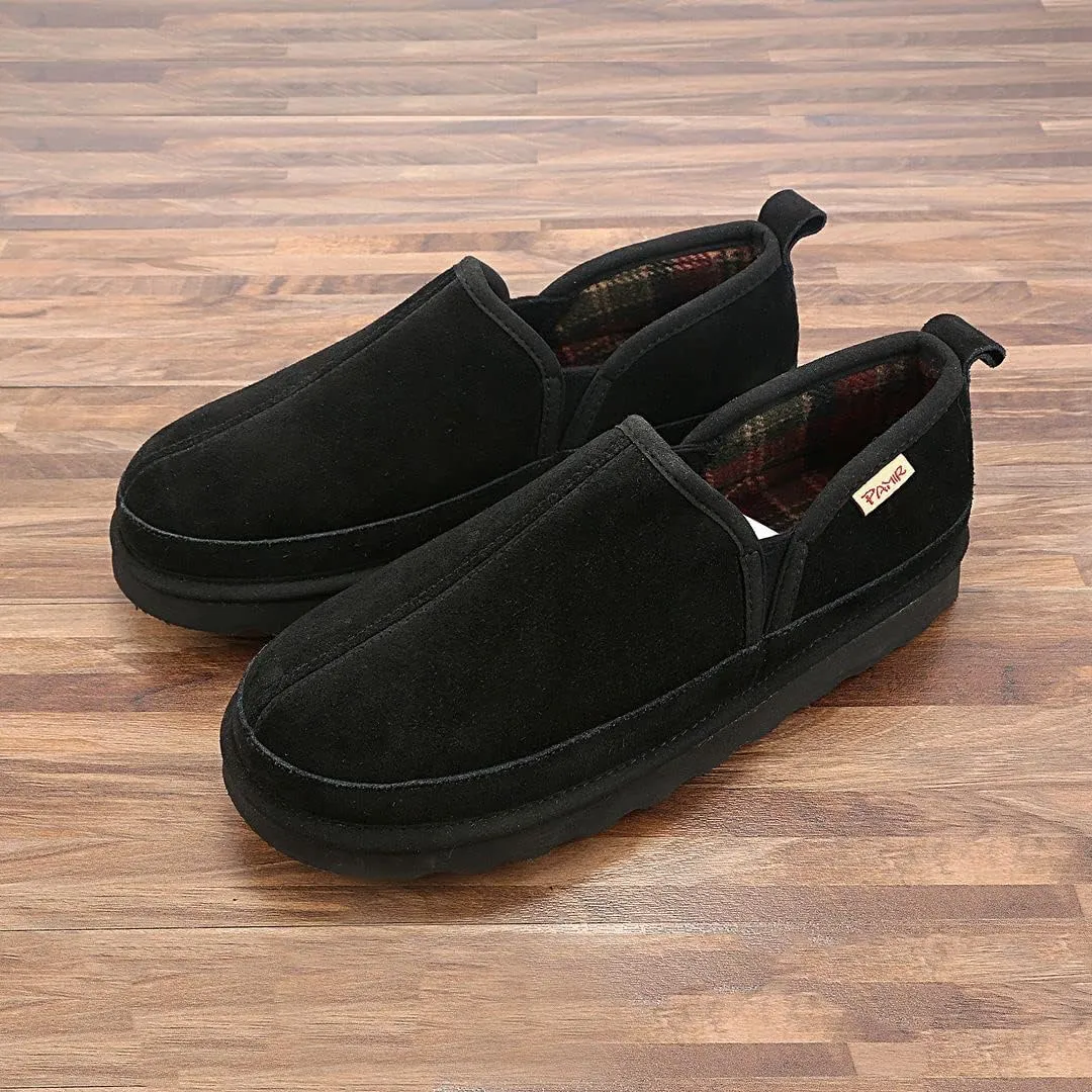 PAMIR Men's Genuine suede Indoor Outdoor Slippers Slip on moccasin shoes