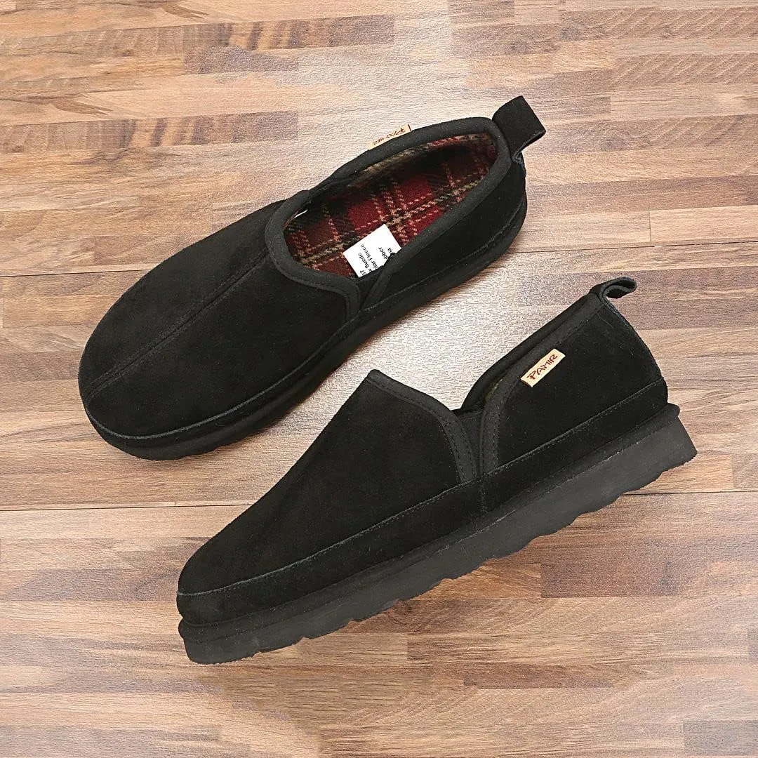 PAMIR Men's Genuine suede Indoor Outdoor Slippers Slip on moccasin shoes