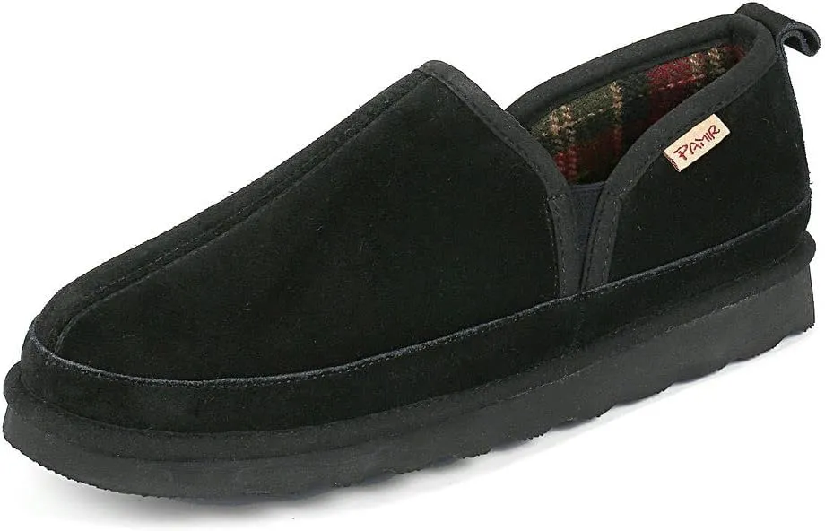 PAMIR Men's Genuine suede Indoor Outdoor Slippers Slip on moccasin shoes