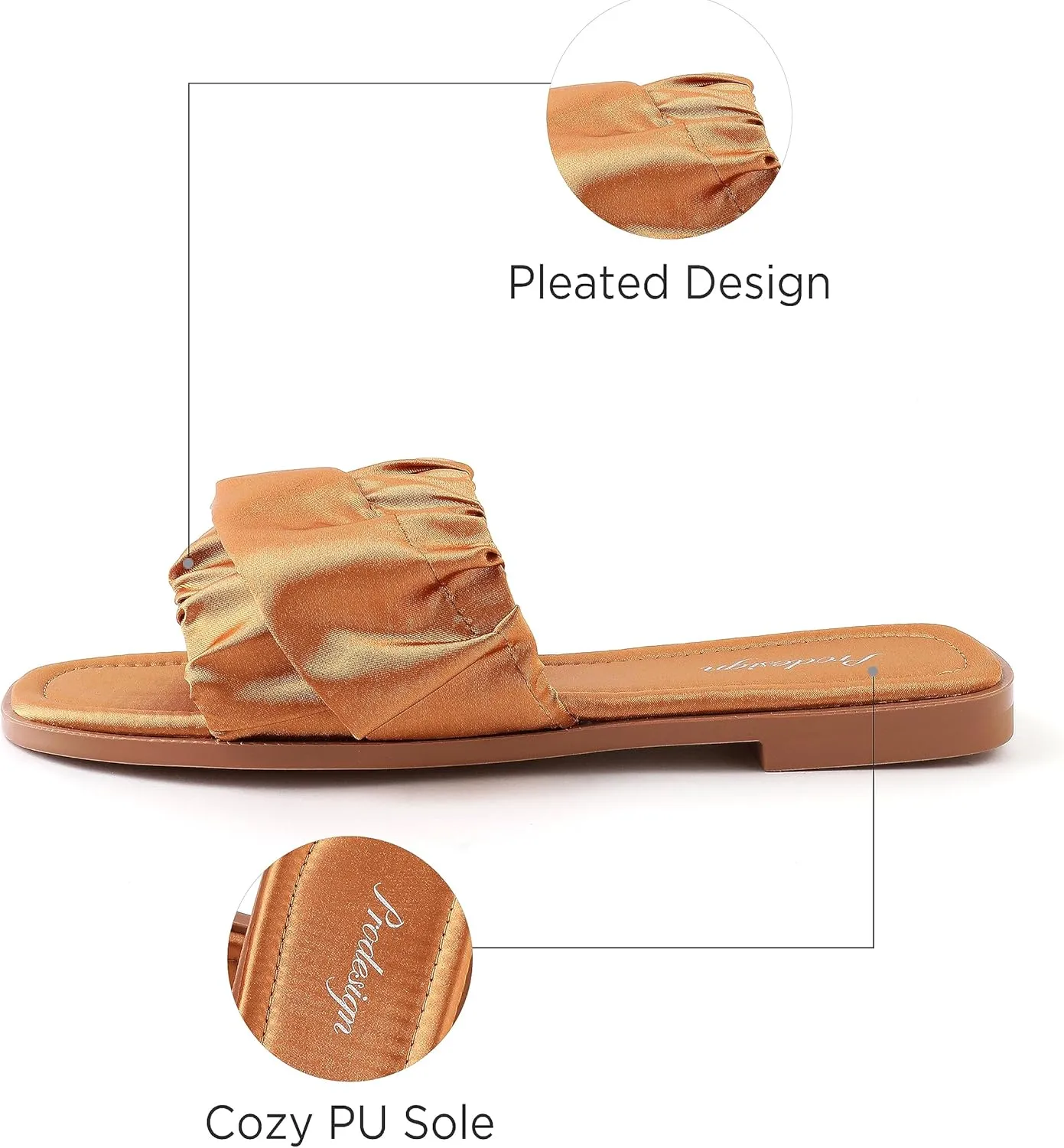 PRODESIGN Women Fur Slippers Fluffy Slides Open Toe Fuzzy Flat Sandal Home Outdoor Slippers