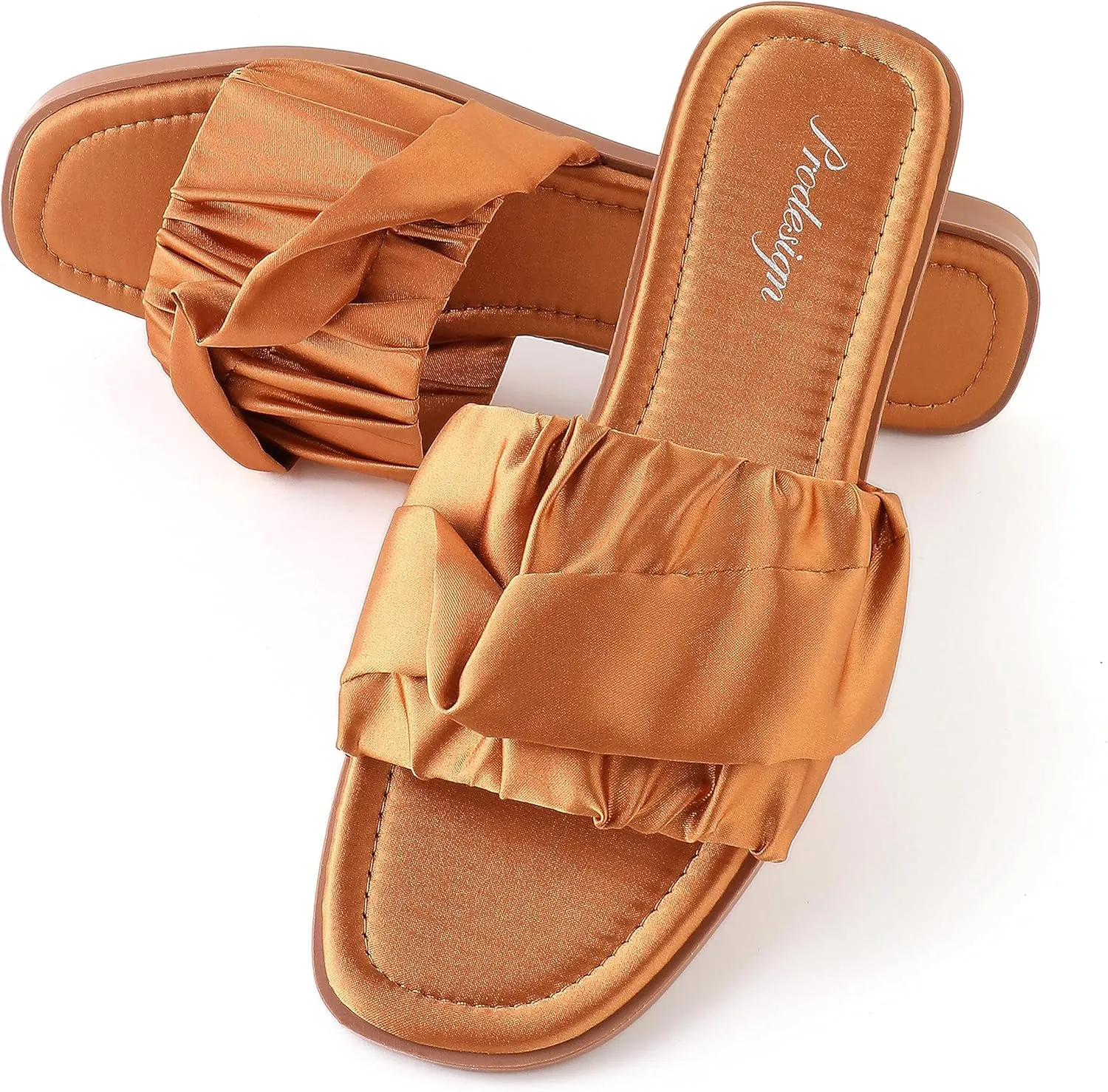 PRODESIGN Women Fur Slippers Fluffy Slides Open Toe Fuzzy Flat Sandal Home Outdoor Slippers