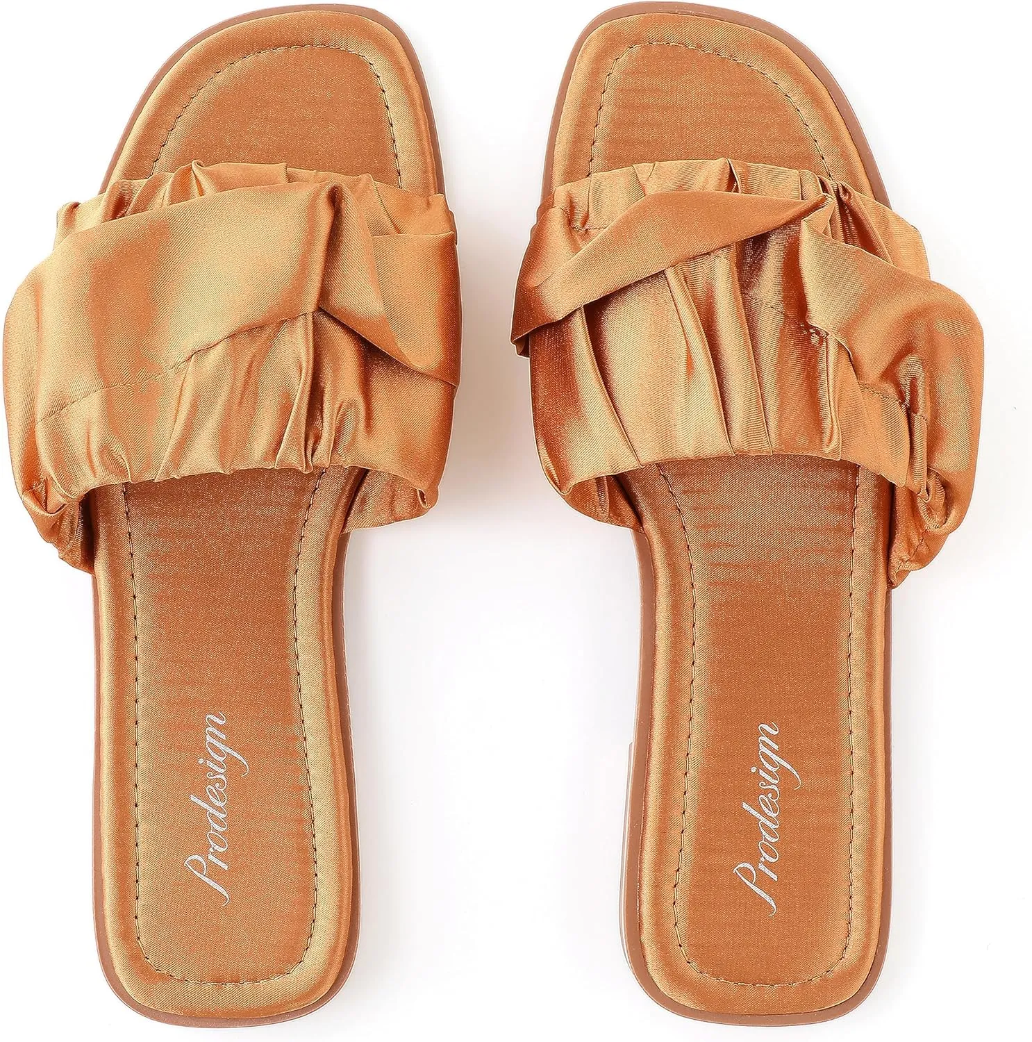 PRODESIGN Women Fur Slippers Fluffy Slides Open Toe Fuzzy Flat Sandal Home Outdoor Slippers