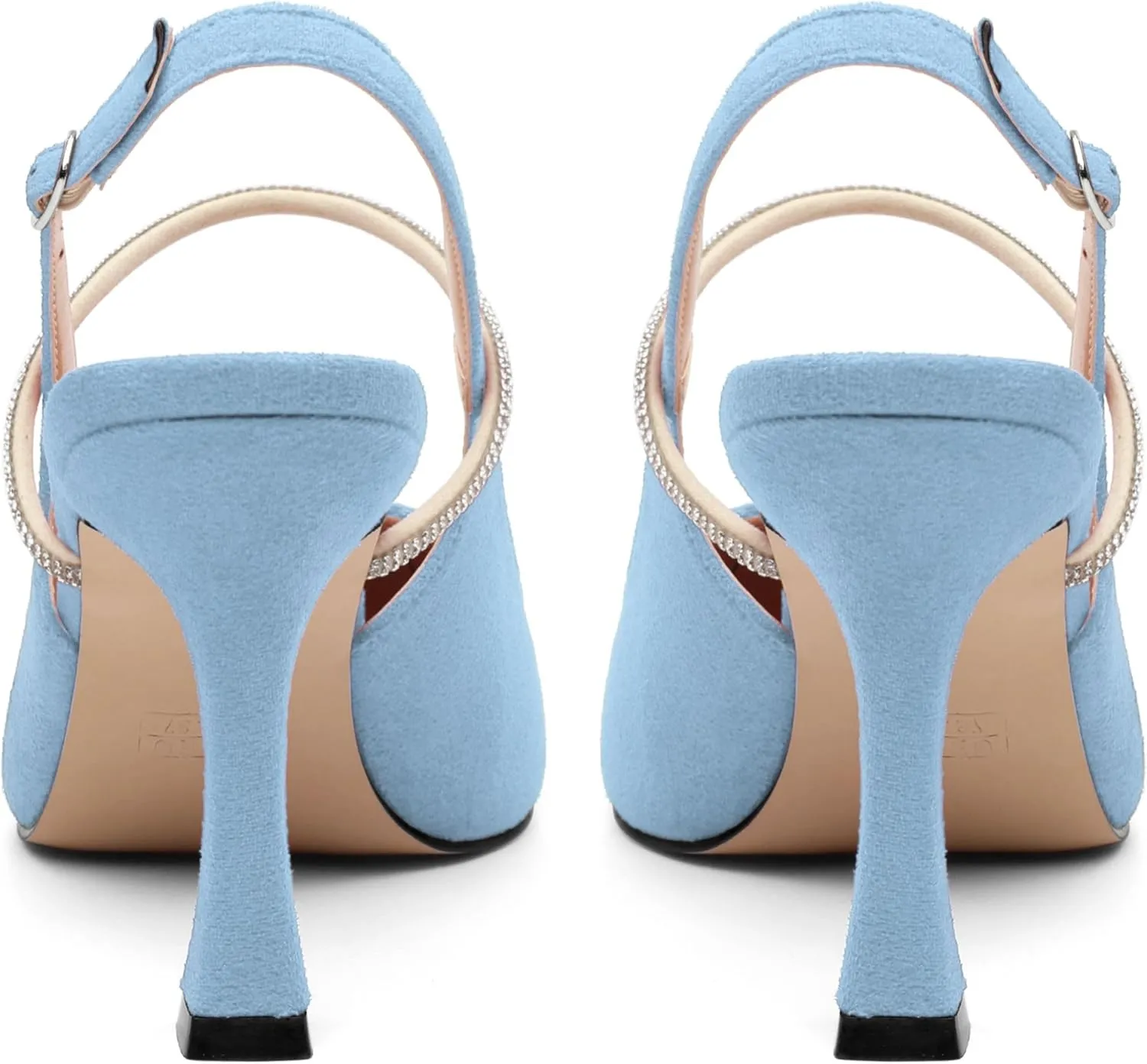 Purple Women's Slingback Kitten Heels, Rhinestone Ankle Strap, 3.35 Inch Heel, Pointed Toe, Suede, Wedding, Prom, Party Shoes