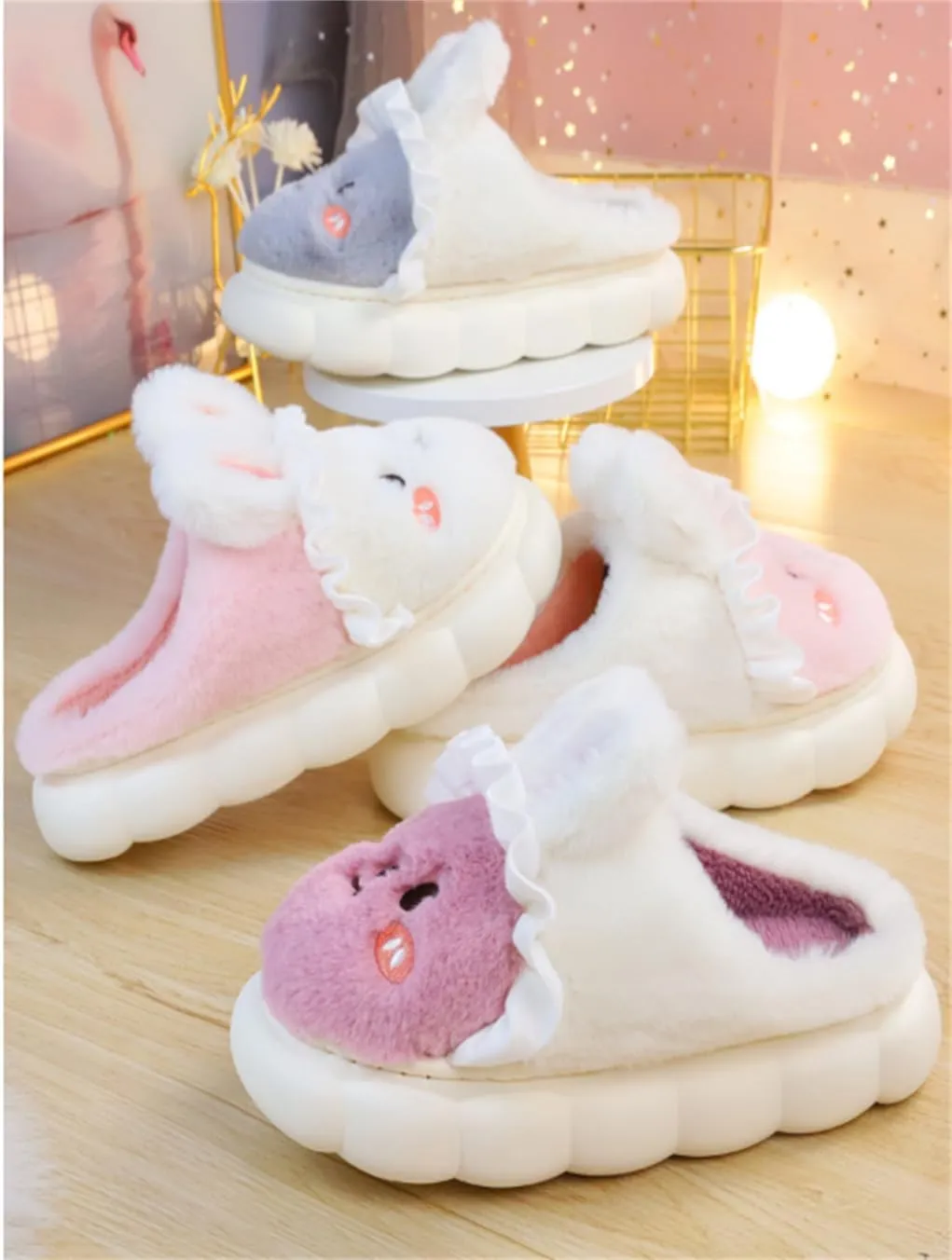 Rabbit Cute Cartoon Slippers Women's Home Slippers Four Autumn and Winter Warm Slippers