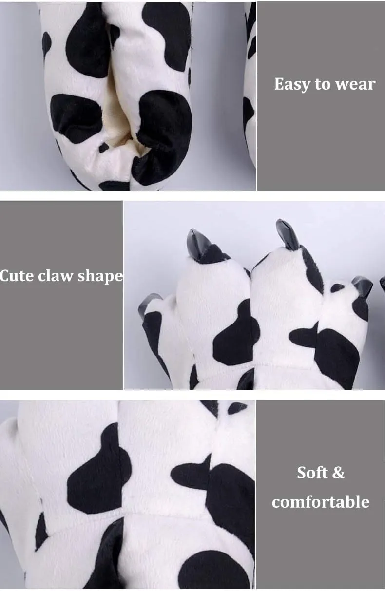 Rojeam Unisex Animal Costume Paw Claw Shoes Men Women Soft Plush Home Slippers