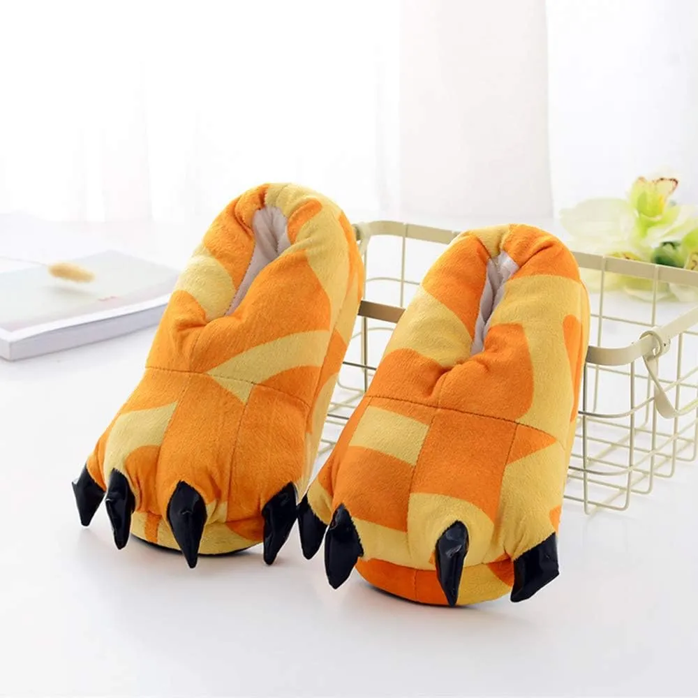 Rojeam Unisex Animal Costume Paw Claw Shoes Men Women Soft Plush Home Slippers
