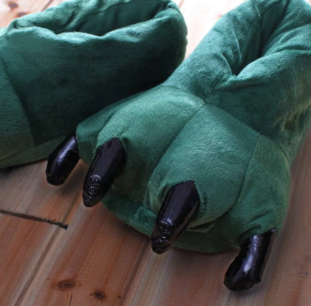 Rojeam Unisex Animal Costume Paw Claw Shoes Men Women Soft Plush Home Slippers