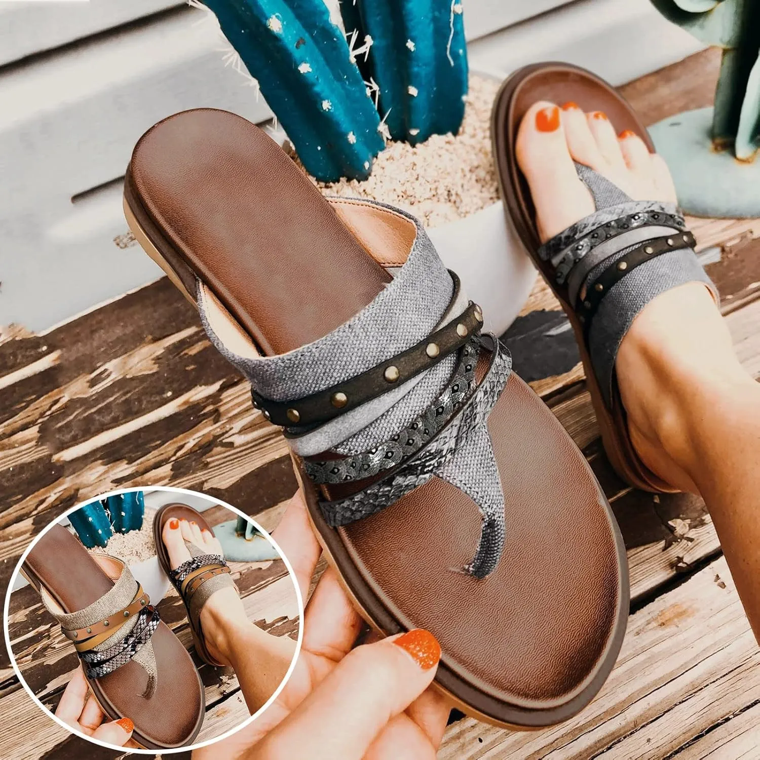 Sandalias para Mujer Elegantes, Flip Flops for Women Summer Beach Casual Sandals Comfortable Comfy Flip Flops
