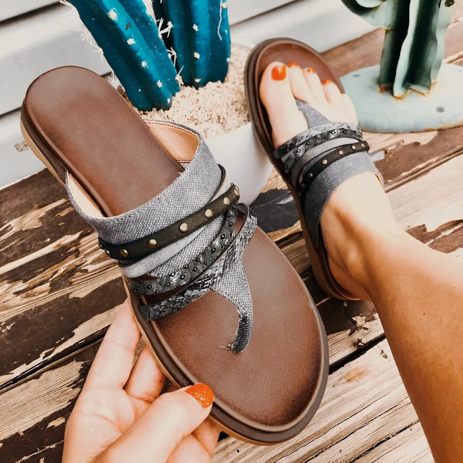 Sandalias para Mujer Elegantes, Flip Flops for Women Summer Beach Casual Sandals Comfortable Comfy Flip Flops