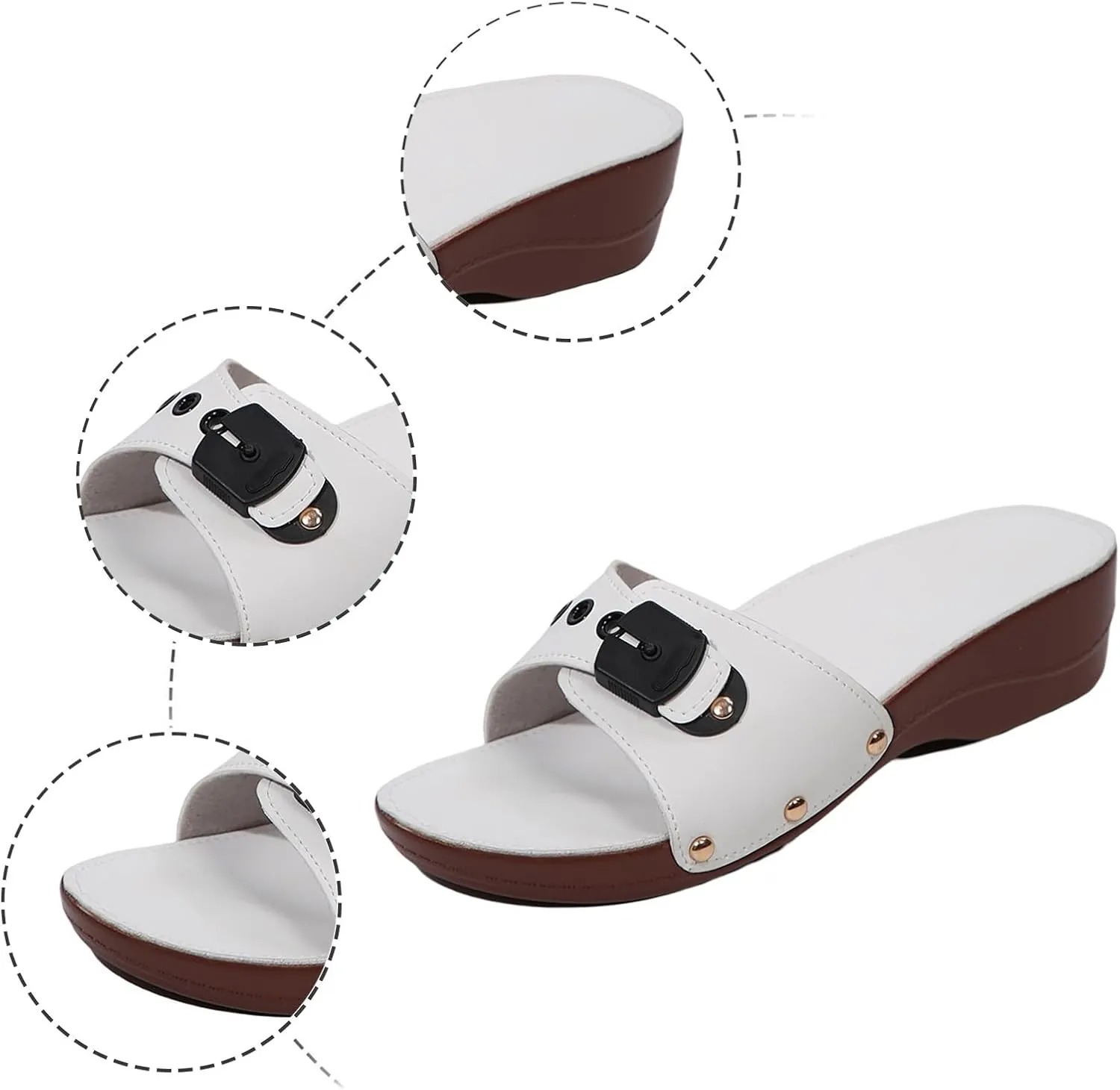 Sandals Wedge Shoes - Orthopedic Comfortable Arch Support Platform Sandals Wedge Summer Womens Slides Sandals Leather