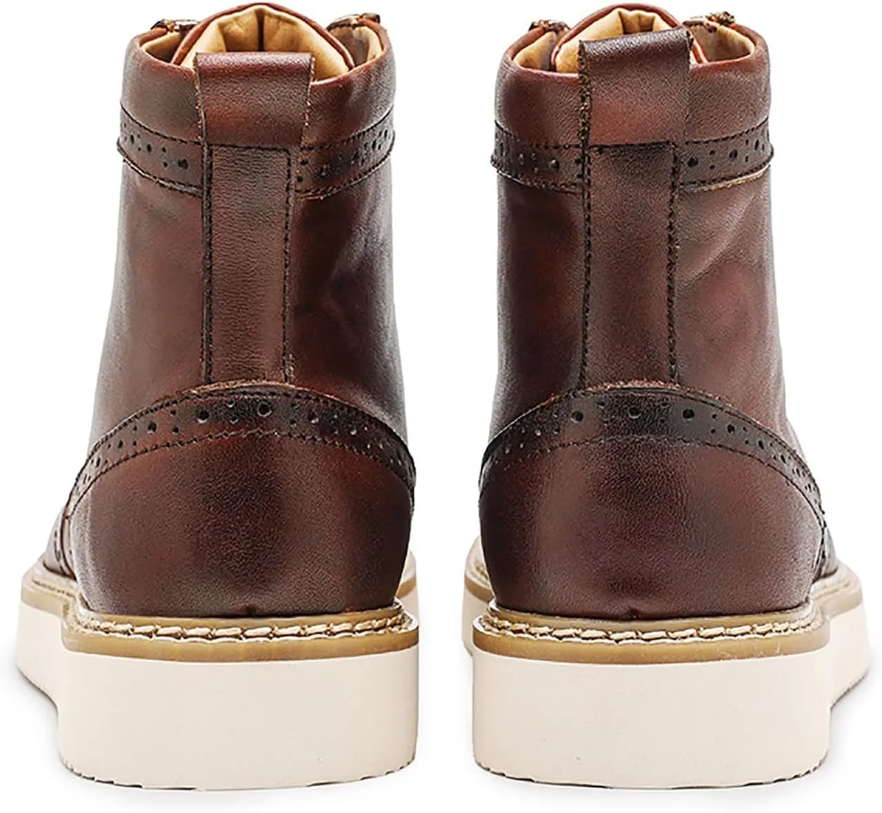Santimon Mens Boots Casual Dress Motorcycle Boots Genuine Leather Wingtips Brogues Chelesa Boots Fashion Formal Boots for Men