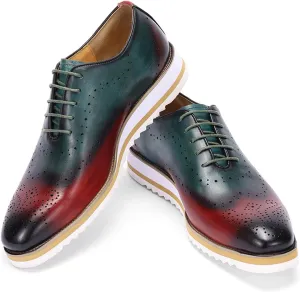 Santimon Mens Formal Dress Plain Toe Oxfords - Genuine Leather Derby Shoes for Weddings, Business, Prom & Tuxedo - Comfortable & Fashion Wingtips Brgues Oxfords for Men