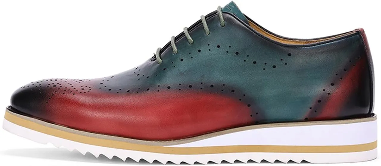 Santimon Mens Formal Dress Plain Toe Oxfords - Genuine Leather Derby Shoes for Weddings, Business, Prom & Tuxedo - Comfortable & Fashion Wingtips Brgues Oxfords for Men