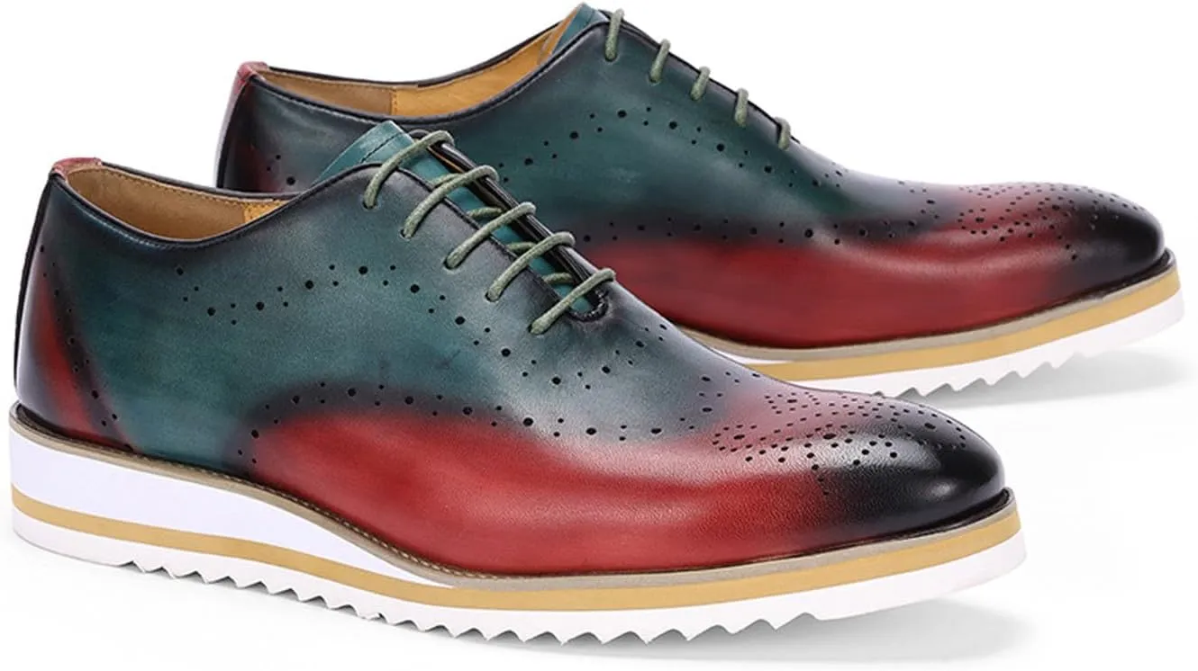Santimon Mens Formal Dress Plain Toe Oxfords - Genuine Leather Derby Shoes for Weddings, Business, Prom & Tuxedo - Comfortable & Fashion Wingtips Brgues Oxfords for Men