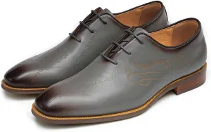 Santimon Men’s Genuine Leather Plain Toe Oxfords - Formal Dress Derby Shoes for Weddings, Business, Prom & Tuxedo - Lightweight & Comfortable Modern Fashion