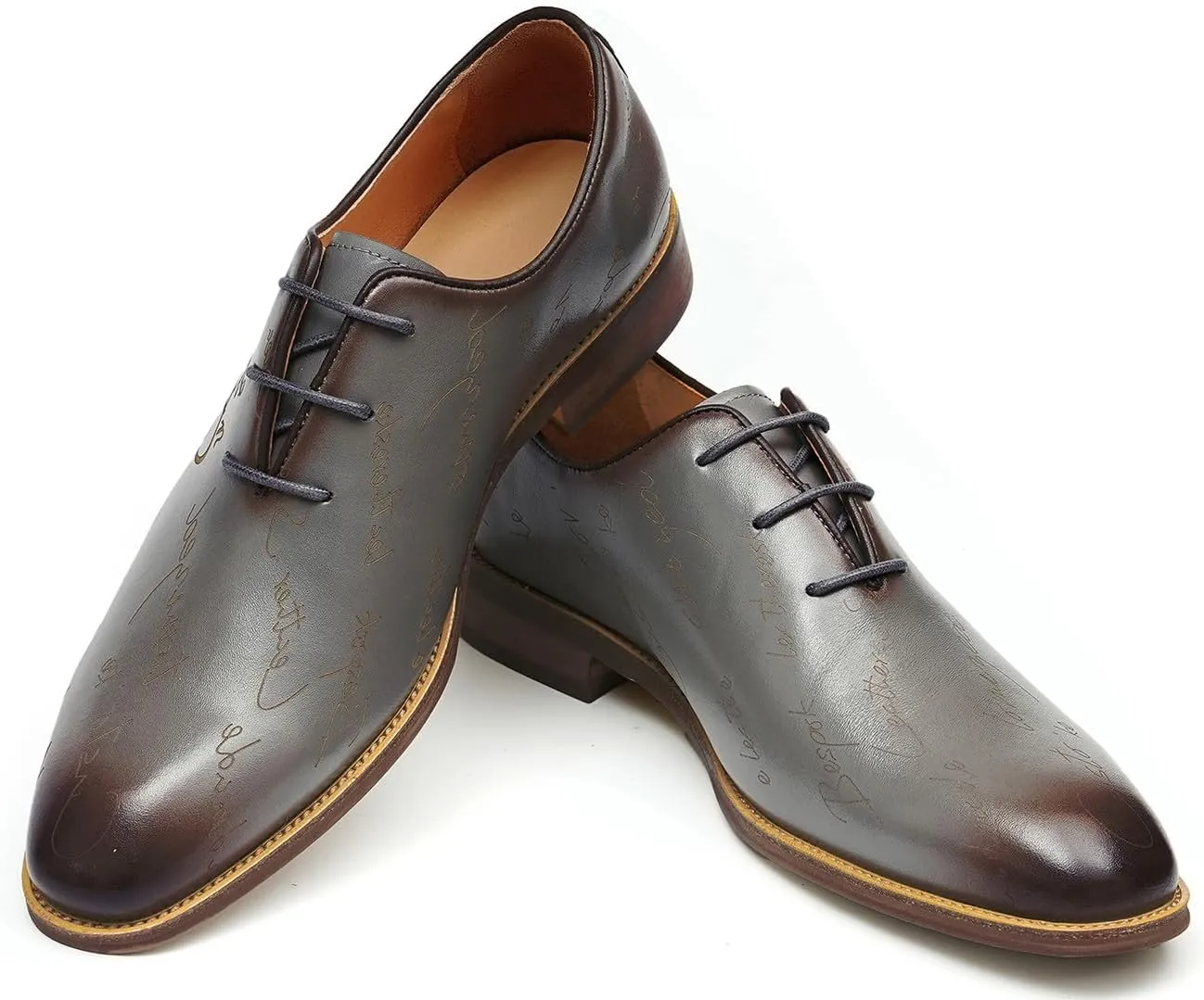 Santimon Men’s Genuine Leather Plain Toe Oxfords - Formal Dress Derby Shoes for Weddings, Business, Prom & Tuxedo - Lightweight & Comfortable Modern Fashion