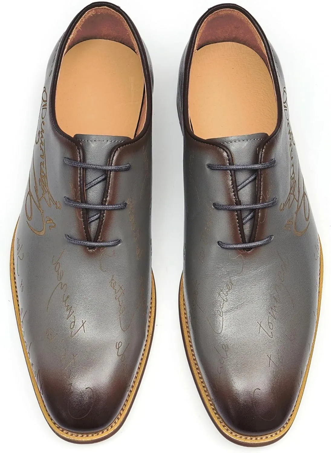 Santimon Men’s Genuine Leather Plain Toe Oxfords - Formal Dress Derby Shoes for Weddings, Business, Prom & Tuxedo - Lightweight & Comfortable Modern Fashion