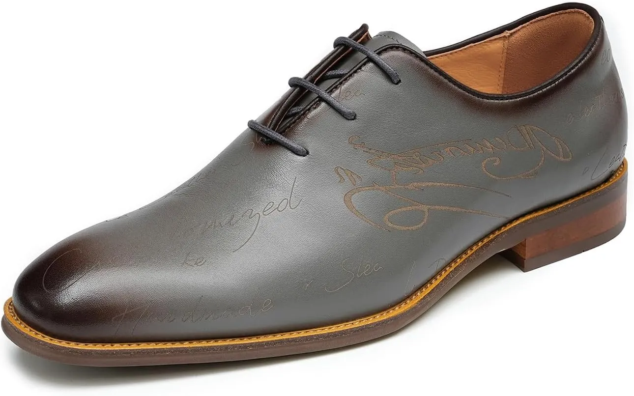 Santimon Men’s Genuine Leather Plain Toe Oxfords - Formal Dress Derby Shoes for Weddings, Business, Prom & Tuxedo - Lightweight & Comfortable Modern Fashion