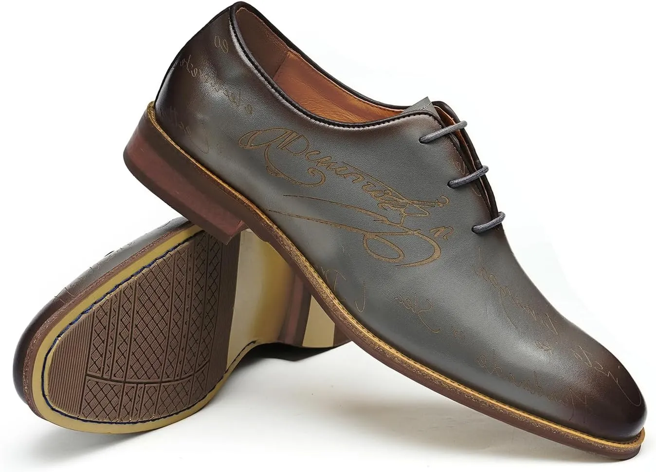 Santimon Men’s Genuine Leather Plain Toe Oxfords - Formal Dress Derby Shoes for Weddings, Business, Prom & Tuxedo - Lightweight & Comfortable Modern Fashion