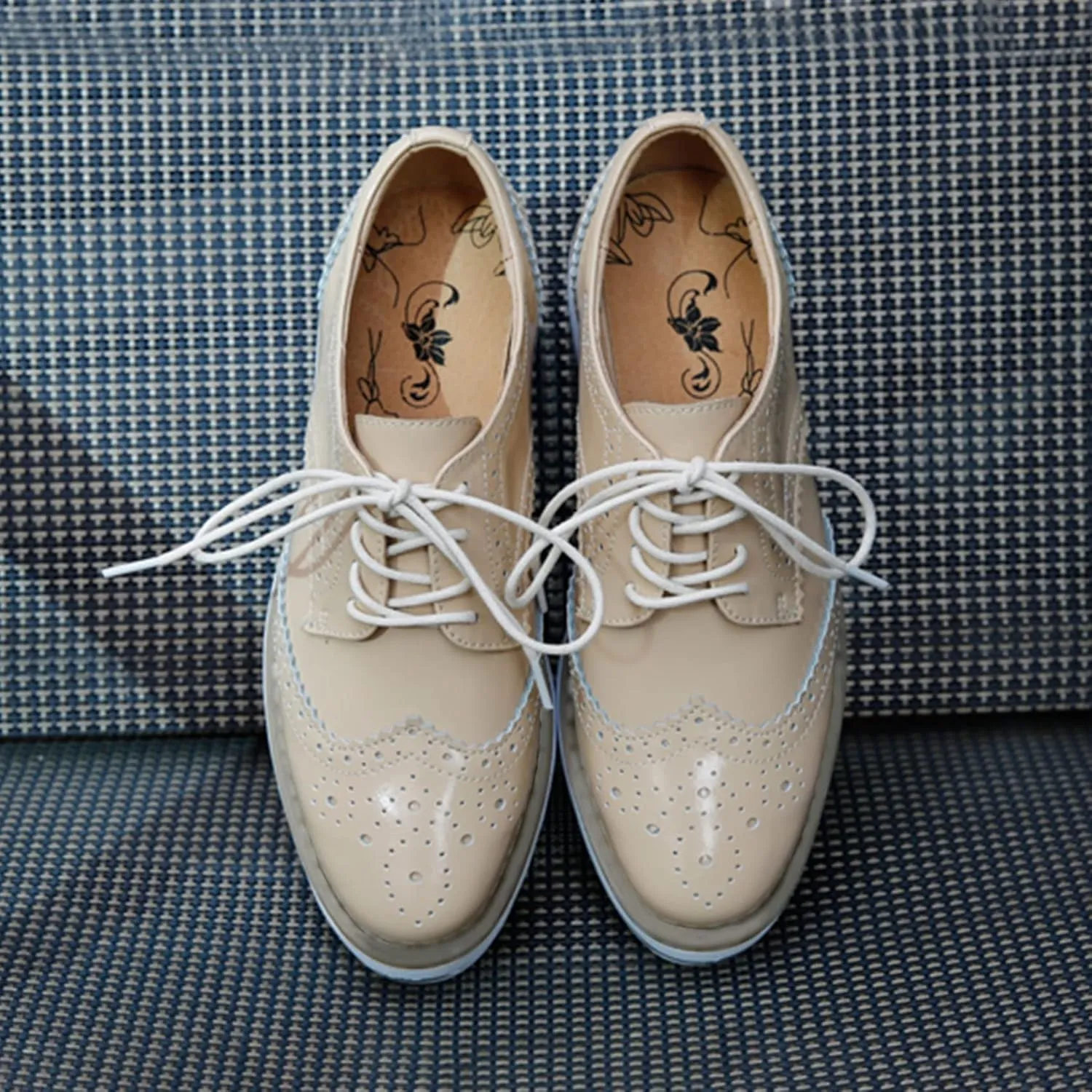 SHEMEE Women's Platform Low Heels Flat Lace Up Wingtip Oxfords Pumps Wedge Vintage Round Toe Brogues Dress Shoes