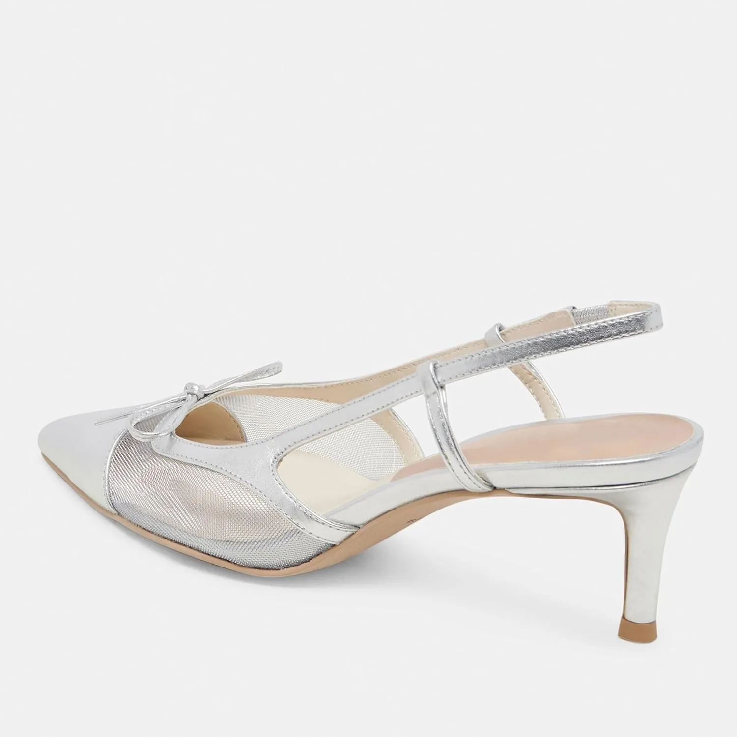Sling Back Heels Women Elegant and Comfortable Mesh Stilettos with Bows for Dress and Date