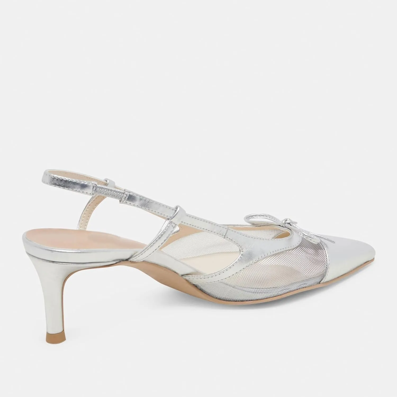 Sling Back Heels Women Elegant and Comfortable Mesh Stilettos with Bows for Dress and Date