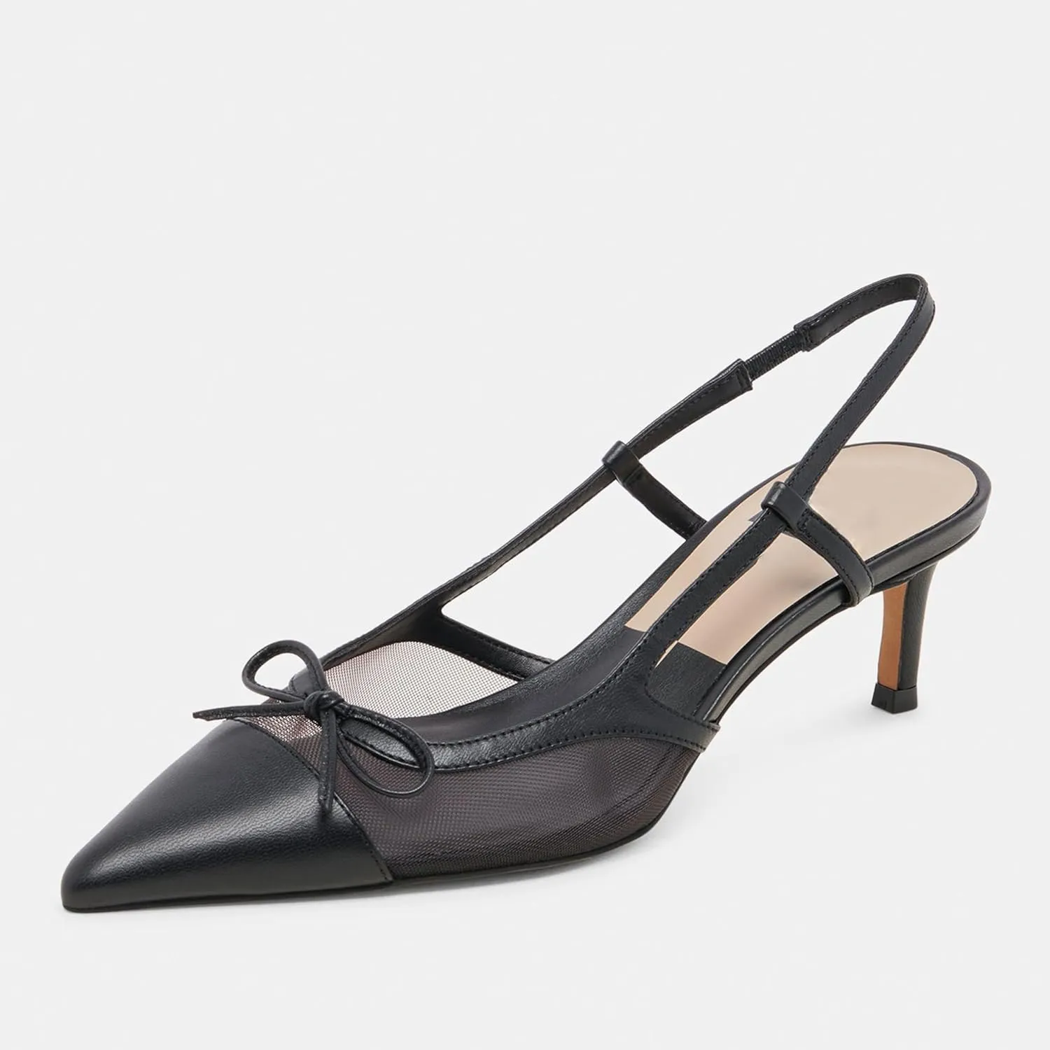 Sling Back Heels Women Elegant and Comfortable Mesh Stilettos with Bows for Dress and Date