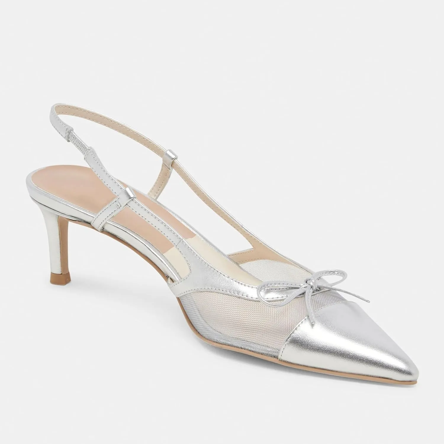 Sling Back Heels Women Elegant and Comfortable Mesh Stilettos with Bows for Dress and Date